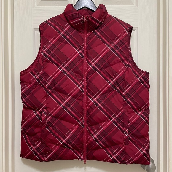 Talbots Jackets & Blazers - Talbots‎ Plaid Puffer Vest Down & Waterfowl Feather Fill Pockets Fuchsia 2X